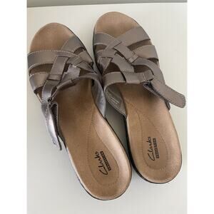 Clark's Sandals Women's Woven Gold Leather Lightweight Size 10